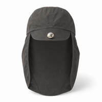 Flex 4057 Water Resistant Legionnaire Caps with Adjustable Strap thumbnail 46 charcoal front