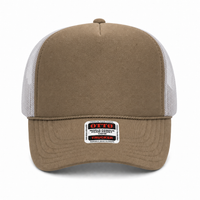 Ottocap 39165 High Crown Foam trucker with rope thumbnail 93 dark khakhi dark khakhi white front
