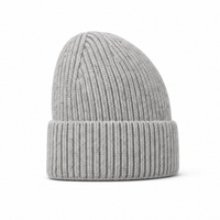 Premium Merino Wool Beanie with Cuff – Soft & Warm Knit Hat thumbnail 77 grey marle right