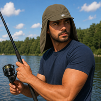 Flex 4057 Water Resistant Legionnaire Caps with Adjustable Strap thumbnail 43 khaki moodboard