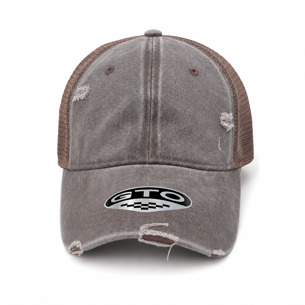GTO Enzyme Washed Destroyed Trucker Cap with Mesh Back