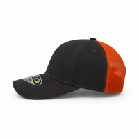 GTO 112 Trucker Hat with Ventilated Comfort and Adjustable Fit thumbnail 92 black orange left