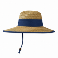 Natural Wide Brim Straw Hats with Adjustable Fit thumbnail 28 navy left