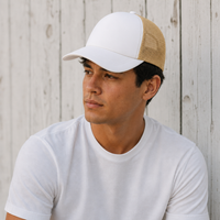 Rapper Flex High Crown Trucker Cap with Mesh Panels thumbnail 246 gold hat white front moodboard