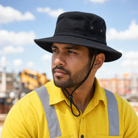 Brushed Heavy Cotton Wide Brim Hat with Adjustable Chin Strap thumbnail 7