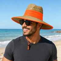 Natural Wide Brim Straw Hats with Adjustable Fit thumbnail 7 orange moodboard