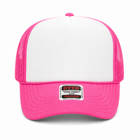 Ottocap 39165 High Crown Foam trucker with rope thumbnail 219 neon pink white neon pink front