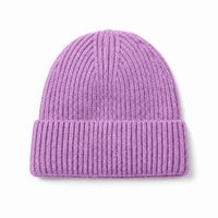 Premium Merino Wool Beanie with Cuff – Soft & Warm Knit Hat thumbnail 67 violet front