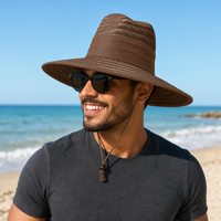 Natural Wide Brim Straw Hats with Adjustable Fit thumbnail 57 brown moodboard