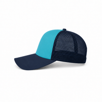 Rapper Flex High Crown Trucker Cap with Mesh Panels thumbnail 170 navy hat aqua front left