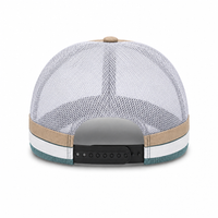 High Crown Snapback Cap with Twin Side Stripes and Mesh Panels thumbnail 13 teal stone pink back