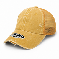 GTO Enzyme Washed Destroyed Trucker Cap with Mesh Back thumbnail 39 gold angle