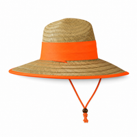 Natural Wide Brim Straw Hats with Adjustable Fit thumbnail 4 orange right