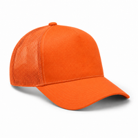 5 Panel Structured Poly/Cotton Front Mesh Back Camo Trucker Hat thumbnail 10 orange angle