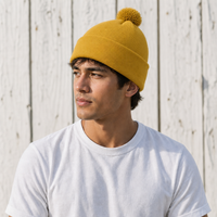 FLEX Acrylic POM POM BEANIE thumbnail 49 sunflower gold moodboard