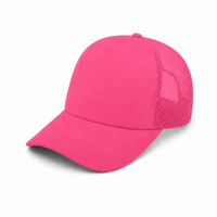 Rapper Flex High Crown Trucker Cap with Mesh Panels thumbnail 14 black hat hot pink front angle