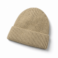 Premium Merino Wool Beanie with Cuff – Soft & Warm Knit Hat thumbnail 23 khakhi angle