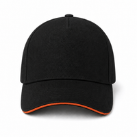 A Frame Sandwich Flex Cap with Premium Cotton and Adjustable Snapback thumbnail 31 black orange front