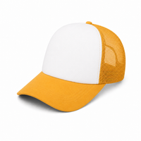 Rapper Flex High Crown Trucker Cap with Mesh Panels thumbnail 229 gold hat white front angle