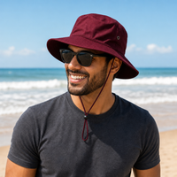 Surf Hat with Break-Away Strap in Wide Brim Design thumbnail 32 maroon moodboard