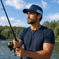 Flex Stripe A Frame High Profile Trucker Cap thumbnail 48 navy sky moodboard