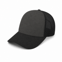 Rapper Flex High Crown Trucker Cap with Mesh Panels thumbnail 199 black hat charcoal front angle
