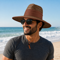 Natural Wide Brim Straw Hats with Adjustable Fit thumbnail 58 brown moodboard