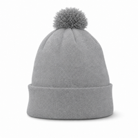 FLEX Acrylic POM POM BEANIE thumbnail 73 grey marle front