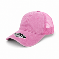 GTO Enzyme Washed Trucker Cap with Adjustable Mesh Back thumbnail 7 pink angle