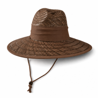 Natural Wide Brim Straw Hats with Adjustable Fit thumbnail 56 brown angle