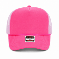 Ottocap 39165 High Crown Foam trucker with rope thumbnail 189 neon pink neon pink white front