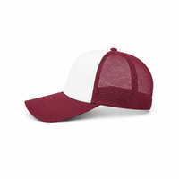 Rapper Flex High Crown Trucker Cap with Mesh Panels thumbnail 25 maroon hat white front left