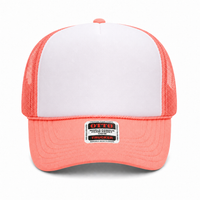 Ottocap 39165 High Crown Foam trucker with rope thumbnail 120 coral white coral front