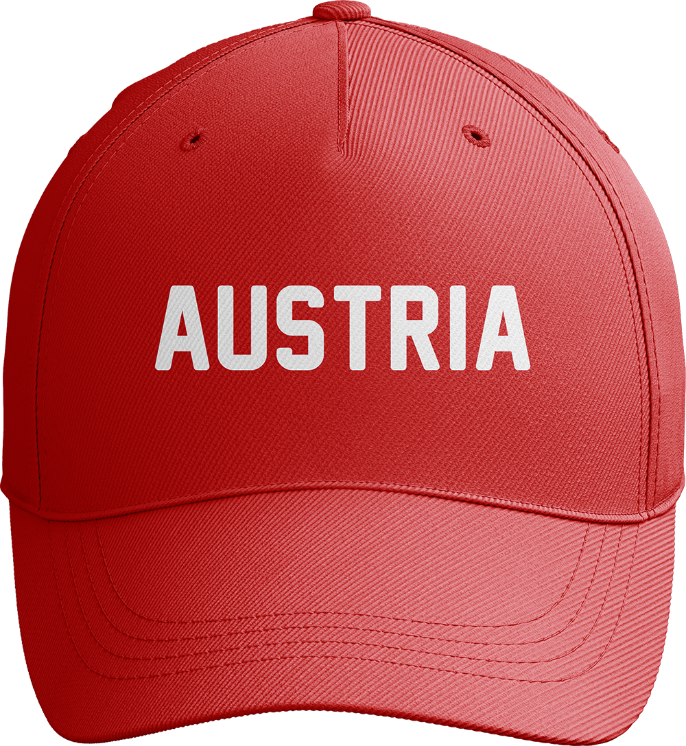 Austria World Cup Red Baseball Cap with White Lettering