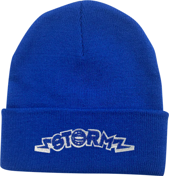 Storm Netball Beanie with Embroidered Logo in Royal & White