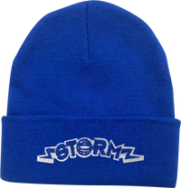 Storm Netball Beanie with Embroidered Logo in Royal & White thumbnail 2 storm netball beanie - madhats.com.au