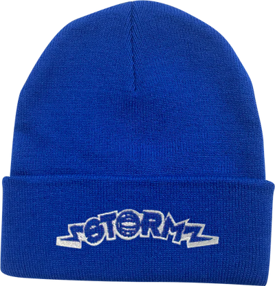Storm Netball Beanie with Embroidered Logo in Royal & White