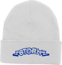 Storm Netball Beanie with Embroidered Logo in Royal & White thumbnail 1 storm netball beanie - madhats.com.au