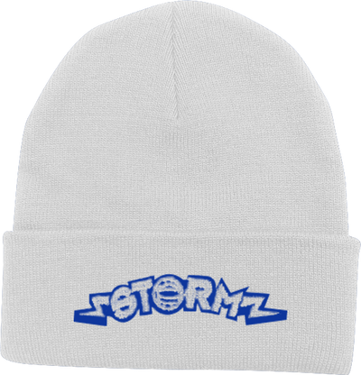 Storm Netball Beanie with Embroidered Logo in Royal & White
