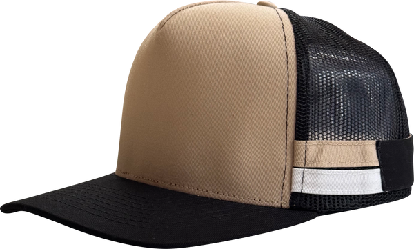 High Crown Side Stripe Mesh Cap with Contrasting Brim