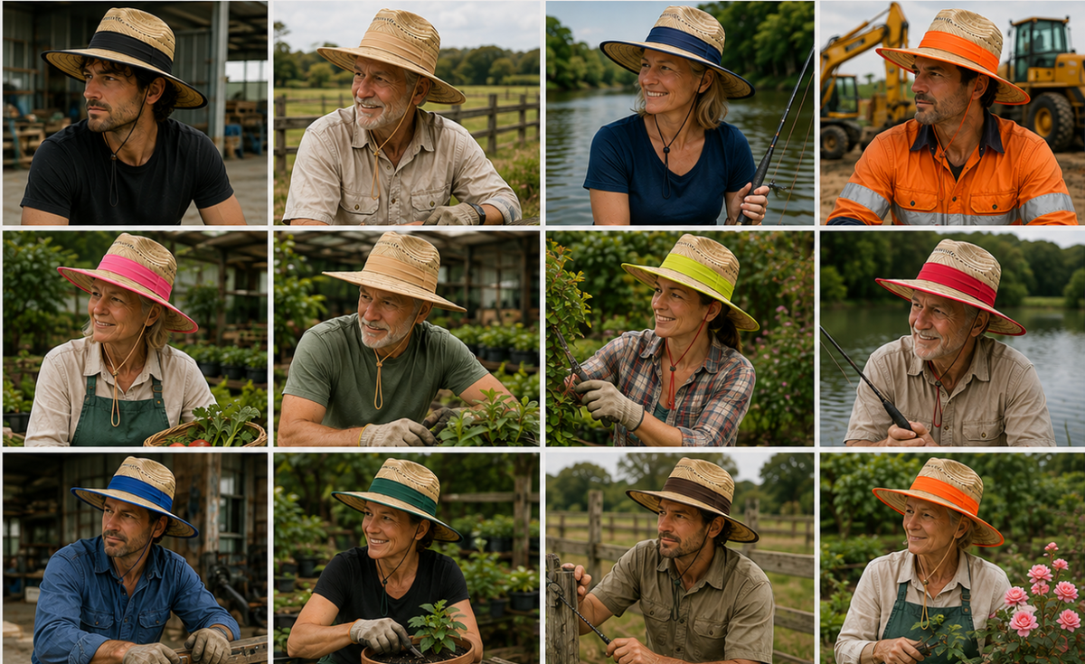 Natural Wide Brim Straw Hats with Adjustable Fit