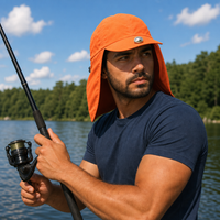 Flex 4057 Water Resistant Legionnaire Caps with Adjustable Strap thumbnail 67 flouro orange moodboard