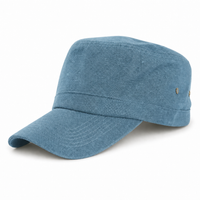 Premium Hemp Military Cap thumbnail 34 steel blue angle