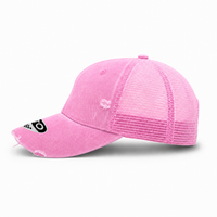 GTO Enzyme Washed Destroyed Trucker Cap with Mesh Back thumbnail 68 pink left