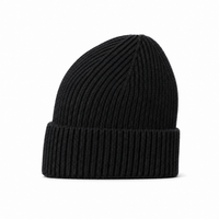 Premium Merino Wool Beanie with Cuff – Soft & Warm Knit Hat thumbnail 52 black left