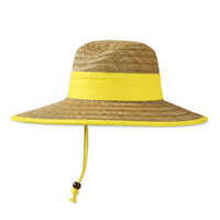 Natural Wide Brim Straw Hats with Adjustable Fit thumbnail 45 yellow left