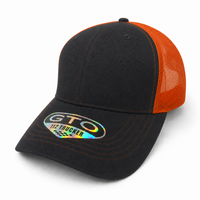 GTO 112 Trucker Hat with Ventilated Comfort and Adjustable Fit thumbnail 95 black orange angle