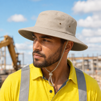 Brushed Heavy Cotton Wide Brim Hat with Adjustable Chin Strap thumbnail 40