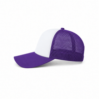 Rapper Flex High Crown Trucker Cap with Mesh Panels thumbnail 75 purple hat white front left