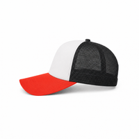 Rapper Flex High Crown Trucker Cap with Mesh Panels thumbnail 42 black hat orange front left